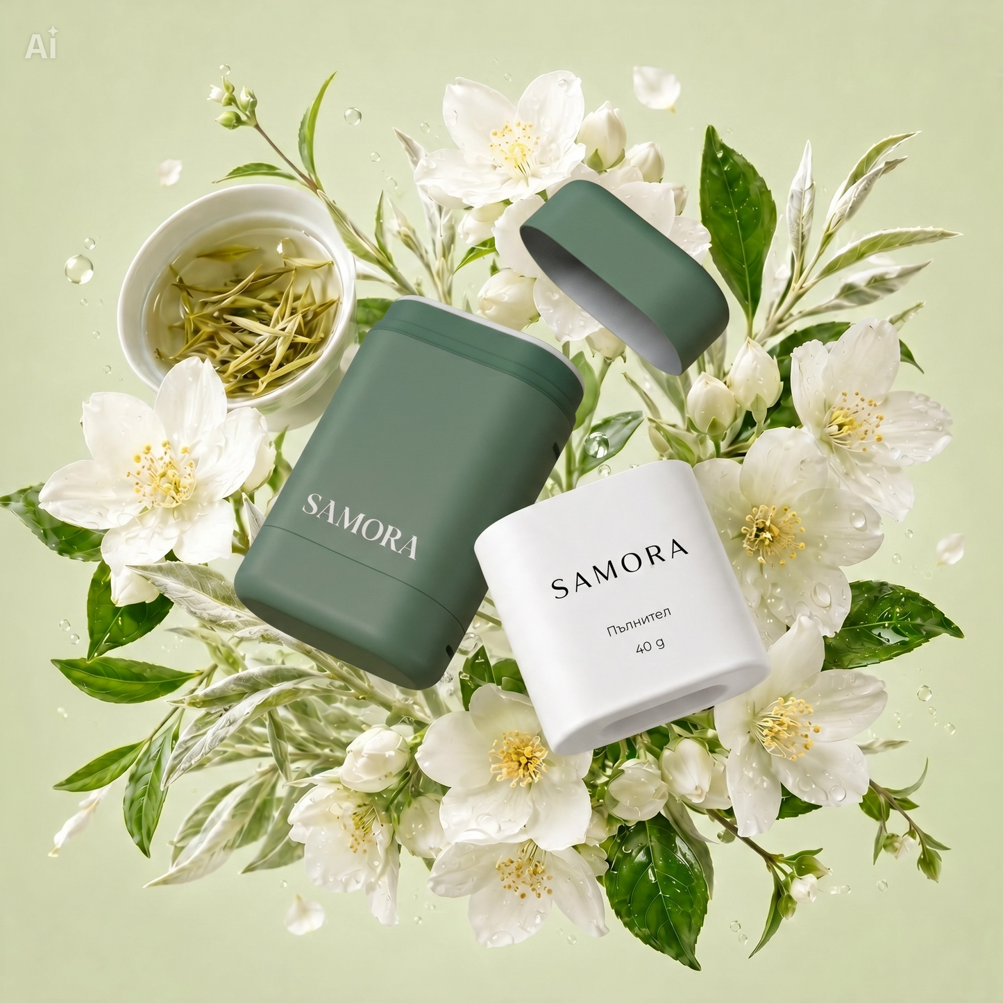 Дезодорант кейс Sage Green и Пълнител